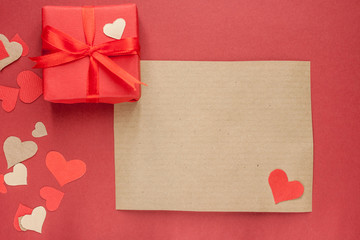 red gift box on paper background