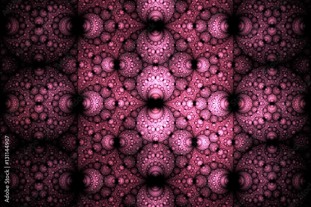 Poster abstract bright multicolored spherical fractal computer generated image