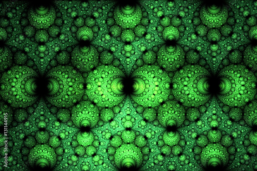 Poster abstract bright multicolored spherical fractal computer generated image