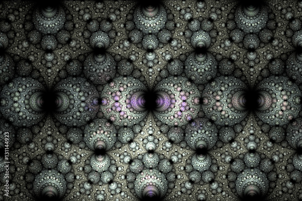 Poster abstract bright multicolored spherical fractal computer generated image