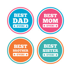 Obraz premium Best mom and dad, brother, sister icons.