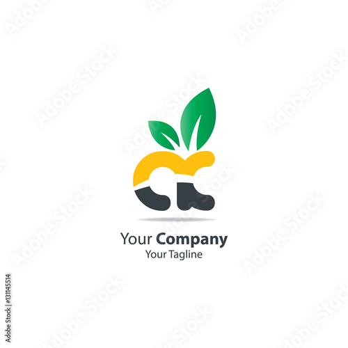 "Initial Letter AC with Green Leaf Logo" Stock image and royalty-free