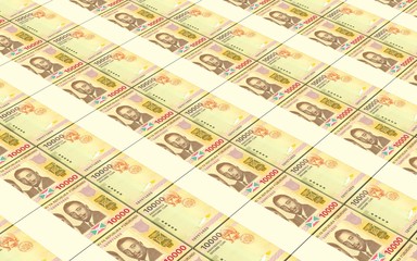 Obraz premium Burundian francs bills stacked background. 3D illustration.