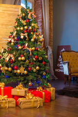 Christmas decorations, Christmas tree, gifts, new year