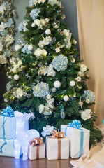 Christmas decorations, Christmas tree, gifts, new year