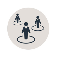 Icono plano gente en circulo en circulo gris