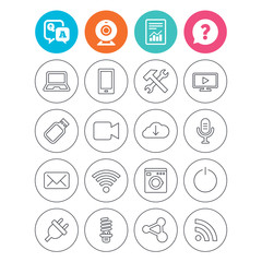 Devices and technologies icons. Usb, wi-fi.