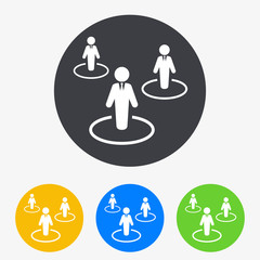 Icono plano gente en circulo en circulo varios colores