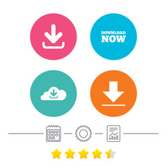 Download now signs. Upload from cloud icon.