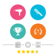 Hairdresser icons. Scissors cut hair symbol.