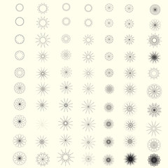 Set of round geometric ornaments. isolated on white.