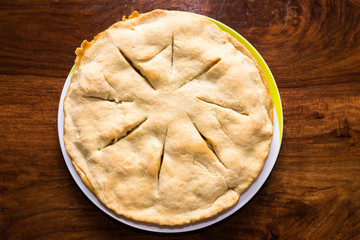 Apple pie fresh out of the oven