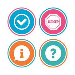 Information icons. Stop prohibition symbol.