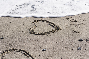 heart drawn in the sand love and romance
