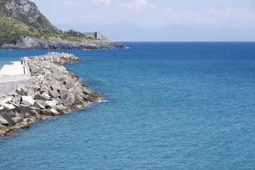 beautiful port of Marina di Camerota, with a deep blue sea