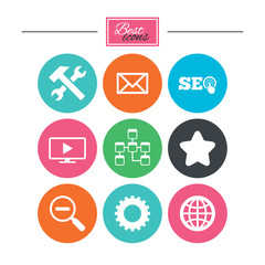 Internet, seo icons. Repair, database and star.