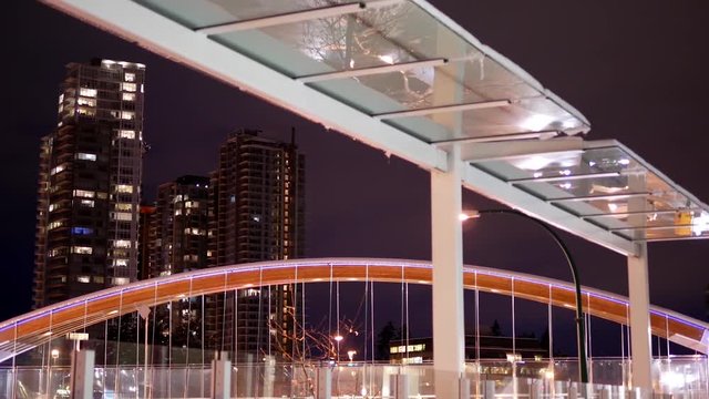 Motion of traffic flow reflection to bridge glasses in Burnaby BC Canada