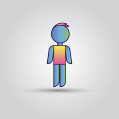 Icon blue stick figure man male