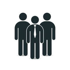 Leader in front of his team business concept. Vector illustration.