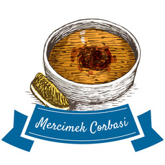 Mercimek Corbasi colorful illustration.