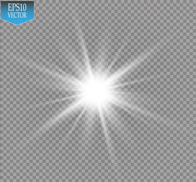 Glow light effect. Star burst with sparkles. Vector illustration. Sun