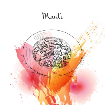 Manti watercolor effect illustration.