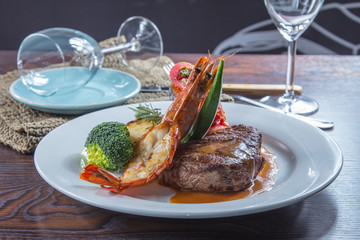 prawn and steak