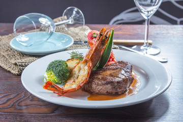 prawn and steak