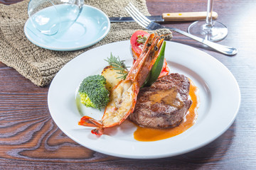 prawn and steak