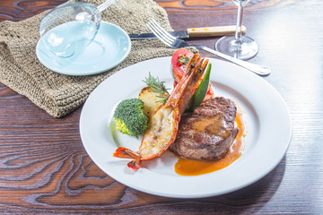 prawn and steak