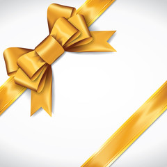 Golden gift bows with ribbons On White Background. Golden Bow. Vector Illustration.