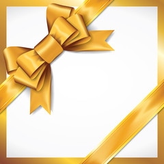 Golden gift bows with ribbons On White Background. Golden Bow. Vector Illustration.