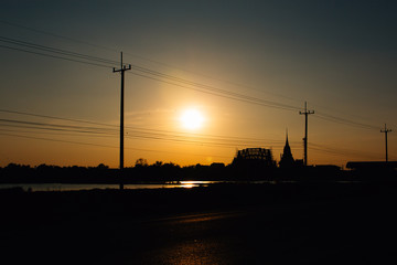 Silhouette of temple in Thailand