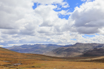 mountains with blue sky  at Daocheng Yading,sichuan,china