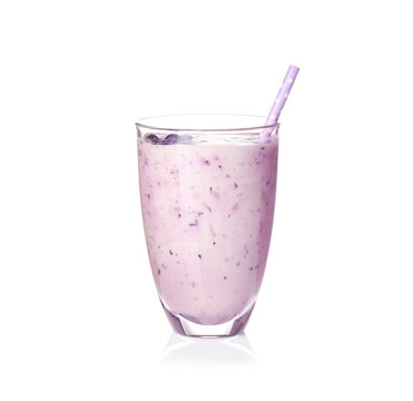 Fruit milk shake on white background