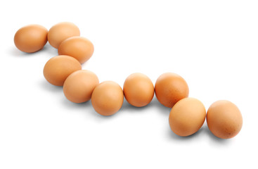 Brown eggs isolated on white