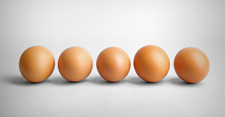 Group of eggs on light background