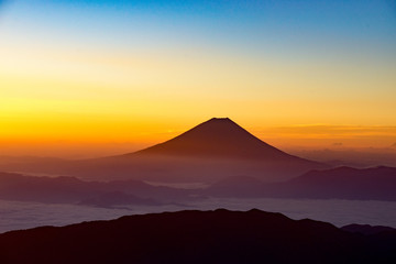 Sunrise on Mt. Fuji as seen from Kita Dake - obrazy, fototapety, plakaty