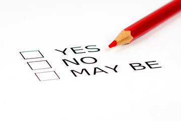 yes, no, may be check list