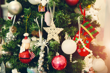 Christmas tree in a family house close up