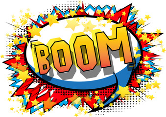 Vector illustrated comic book explosion with boom word.