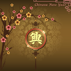 Abstract chinese new year with Traditional Chinese Wording .The meaning are Lucky and Happy. Vector and Illustration, EPS 10