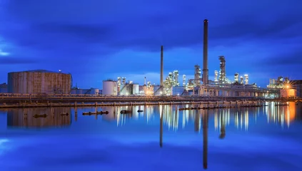 Acrylic prints Dark blue Oil refinery industry
