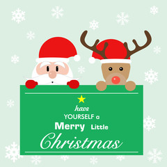 Santa Claus And The Deer Christmas Wishes Background