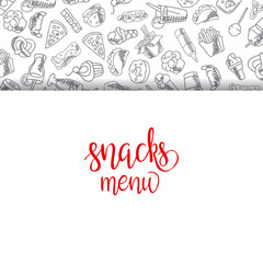 Fast food menu. Set of icons on the vector background.