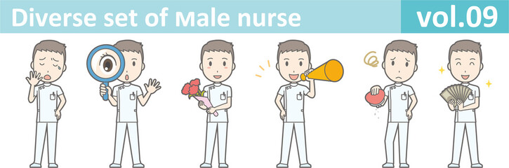 Diverse set of male nurse , EPS10 vector format vol.09