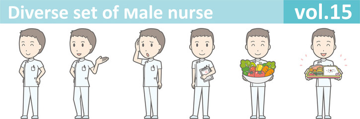 Diverse set of male nurse , EPS10 vector format vol.15