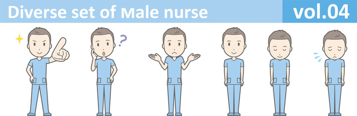 Diverse set of male nurse , EPS10 vector format vol.04
