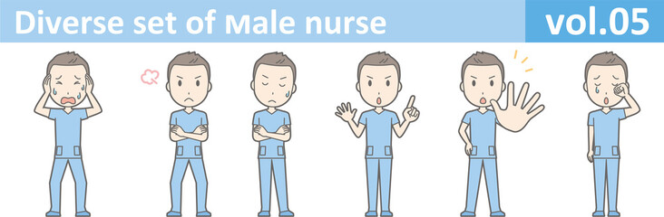 Diverse set of male nurse , EPS10 vector format vol.05