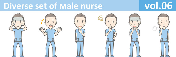 Diverse set of male nurse , EPS10 vector format vol.06
